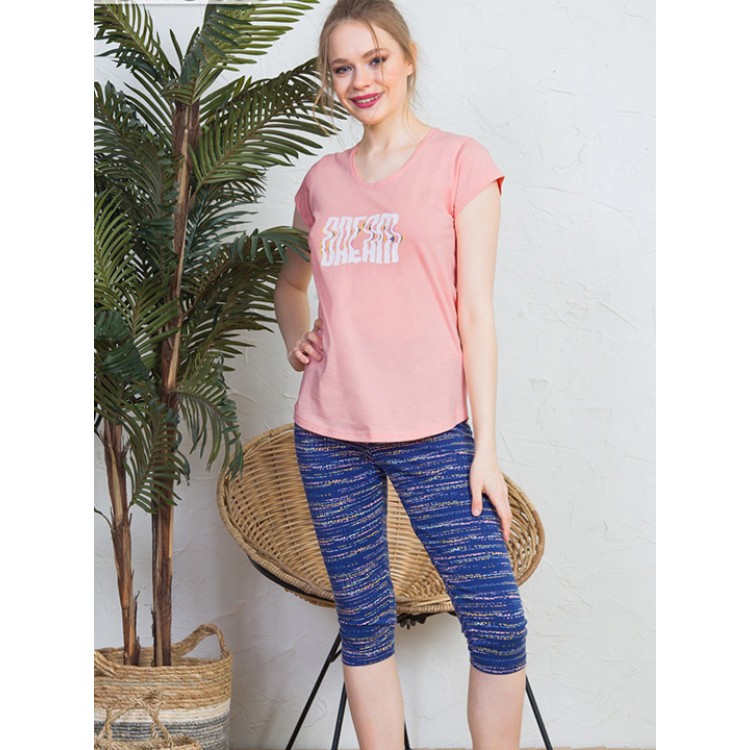 Комплект женский домашний с лосинами 910046 4563 pink/blue