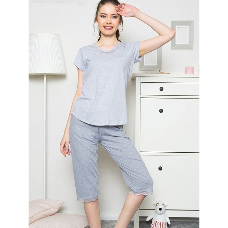 Пижама женская с бриджами 910155 1665 grey