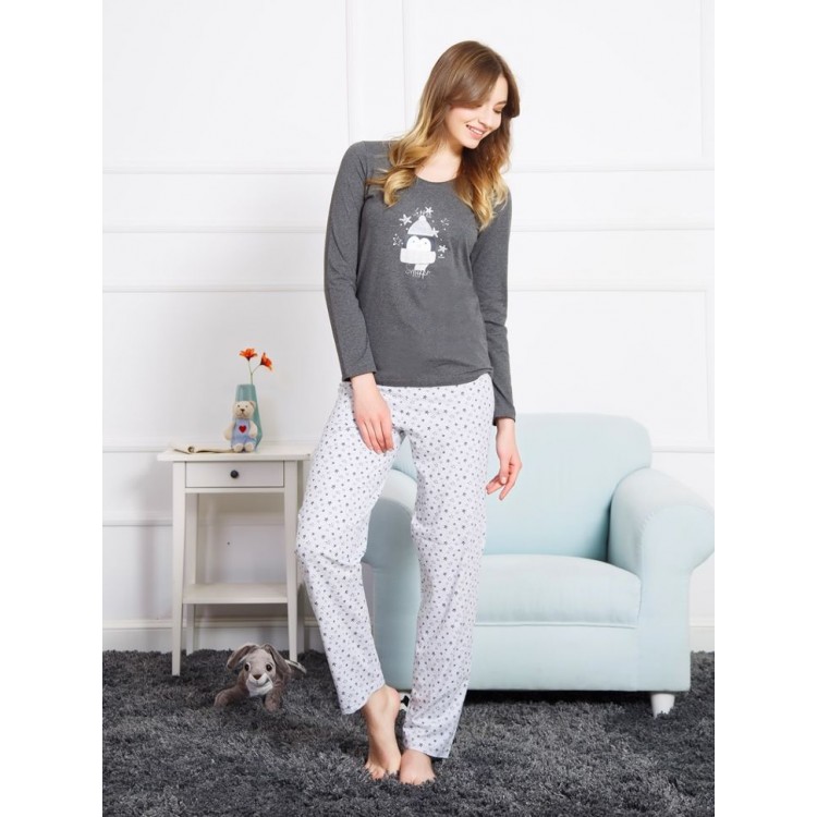 Пижама женская трикотажная с брюками 224870 dark grey