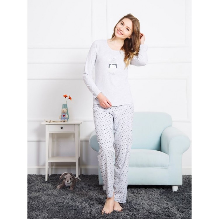 Пижама женская трикотажная с брюками 224870 grey