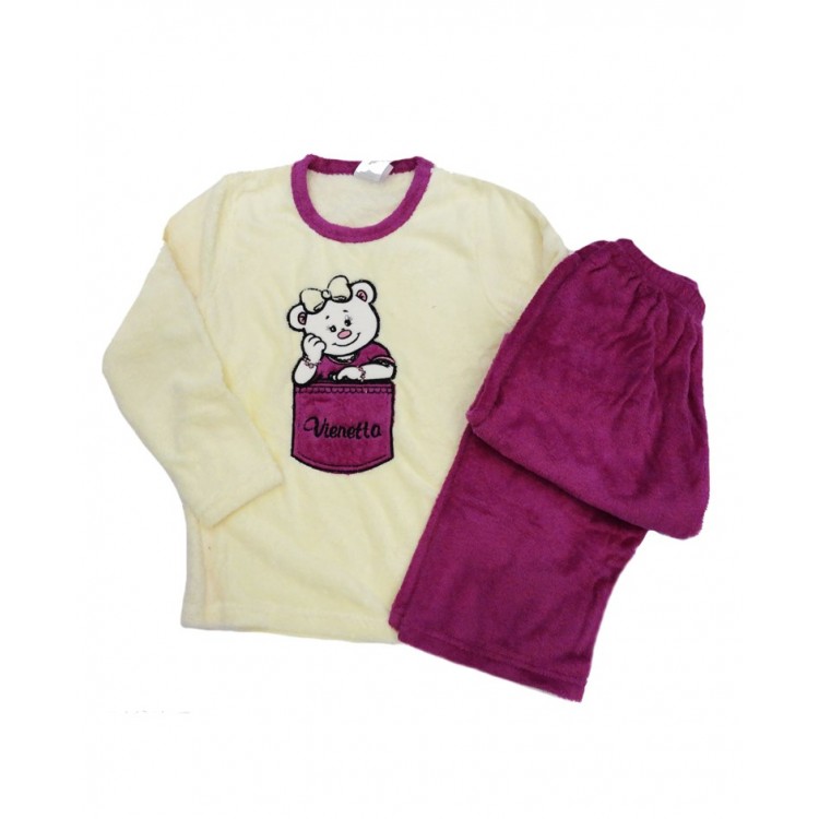 Домашний комплект для девочки из микрофибры 9030006 Мишка lilac