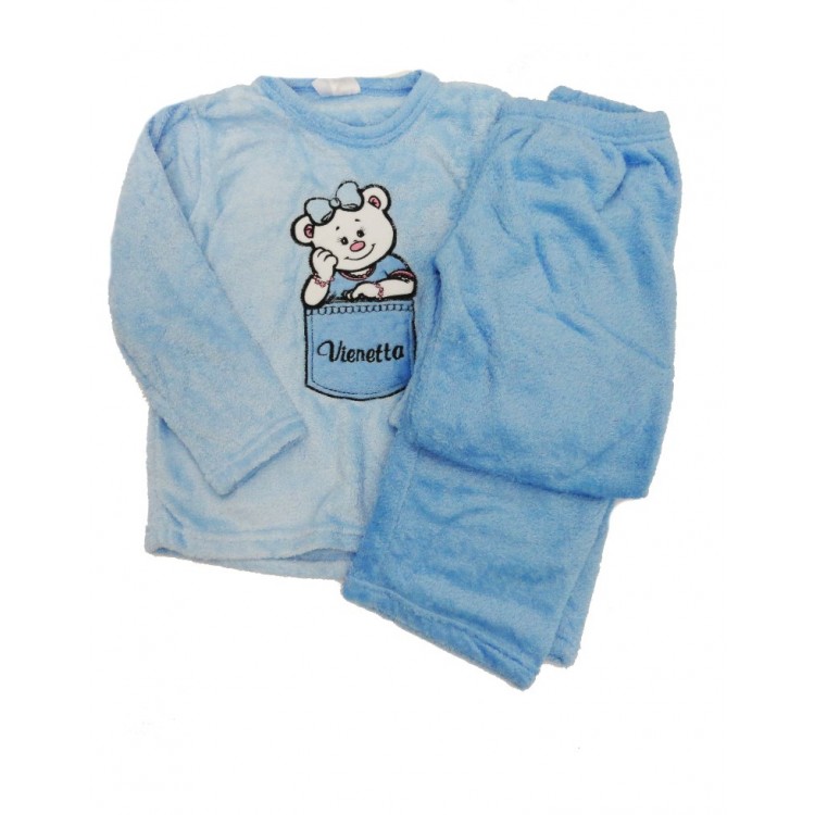 Домашний комплект для девочки из микрофибры 9030006 Мишка blue