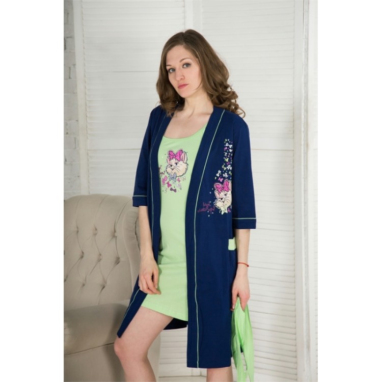Комплект домашний двойка сорочка и халат 401022 dark blue