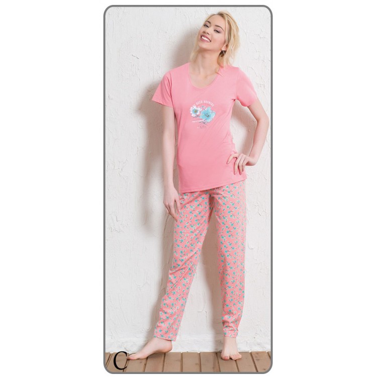 Женский домашний комплект футболка и брюки 511165 pink