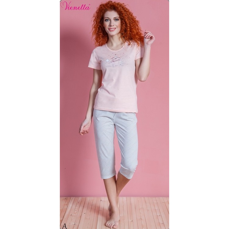 Хлопковая пижама с бриджами 610216 pink