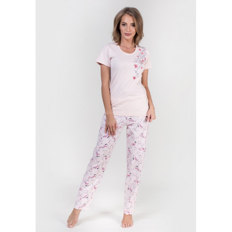 Женский домашний комплект футболка и брюки 705026 pink