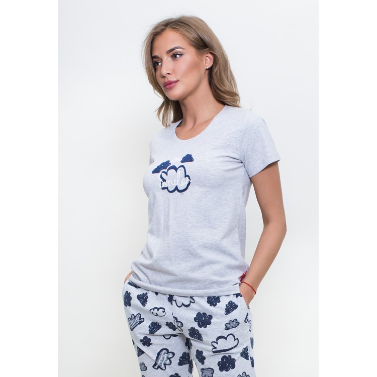 Женский трикотажный комплект с брюками 706071 grey