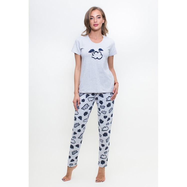 Женский трикотажный комплект с брюками 706071 grey