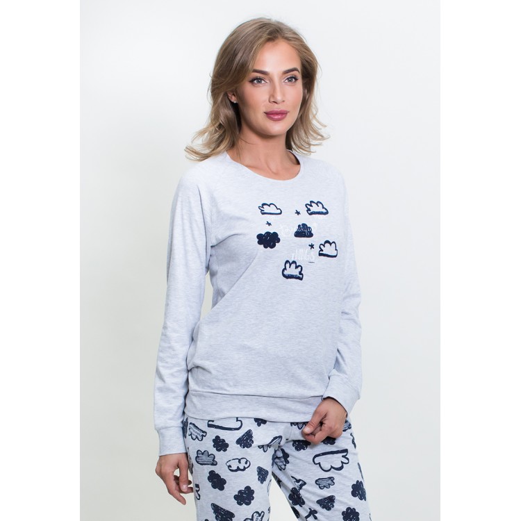 Теплая женская пижама 706075 grey