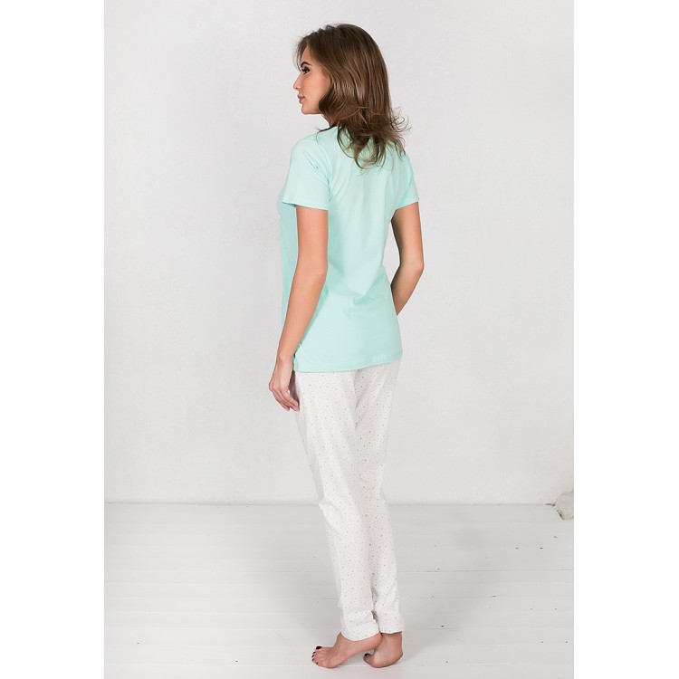 Женский трикотажный комплект с брюками 706088 turquoise