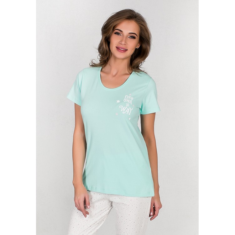 Женский трикотажный комплект с брюками 706088 turquoise