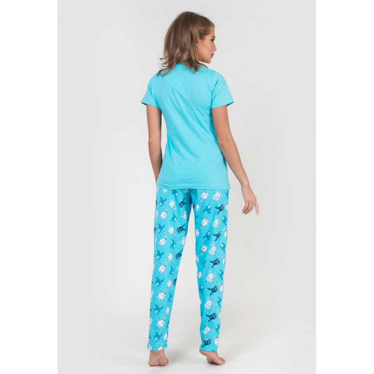 Пижама женская из хлопка 707028 turquoise