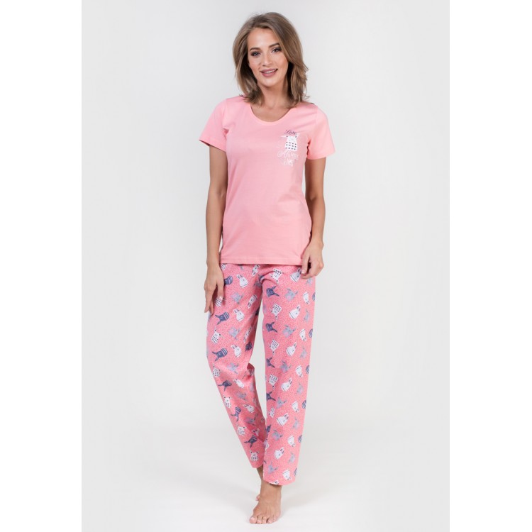 Пижама женская из хлопка 707028 pink