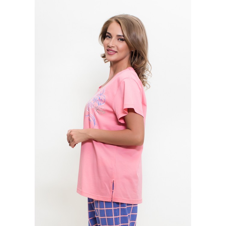 Пижама женская трикотажная с капри 710036 pink Пижама женская трикотажная с капри 710036 pink