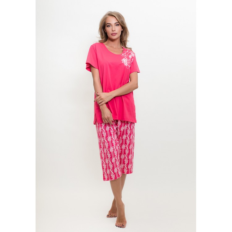 Пижама женская трикотажная с капри 710087 pink