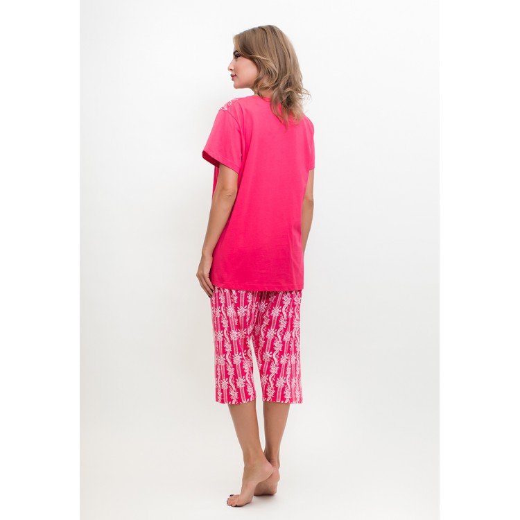 Пижама женская трикотажная с капри 710087 pink