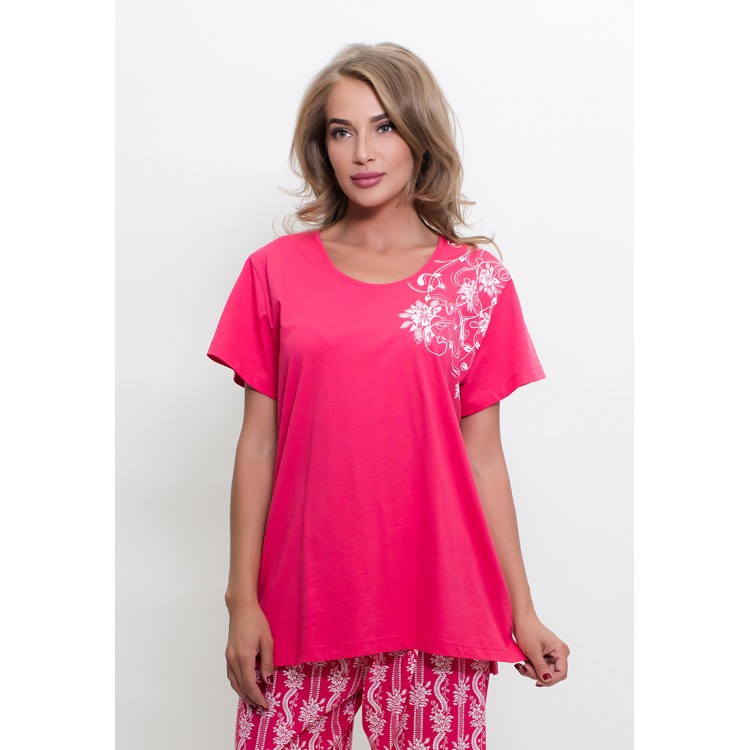 Пижама женская трикотажная с капри 710087 pink