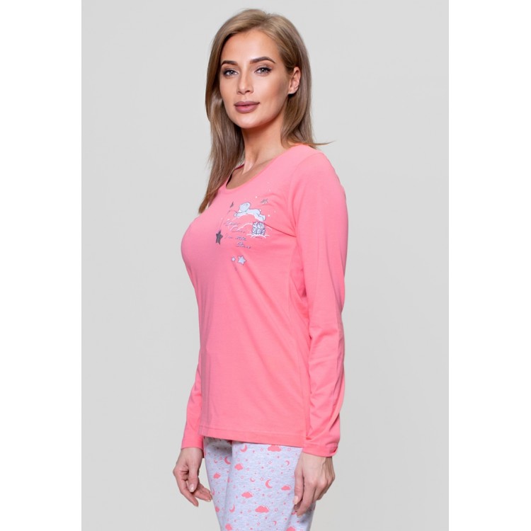 Женская пижама лонгслив и брюки 802204 pink Женская пижама лонгслив и брюки 802204 pink