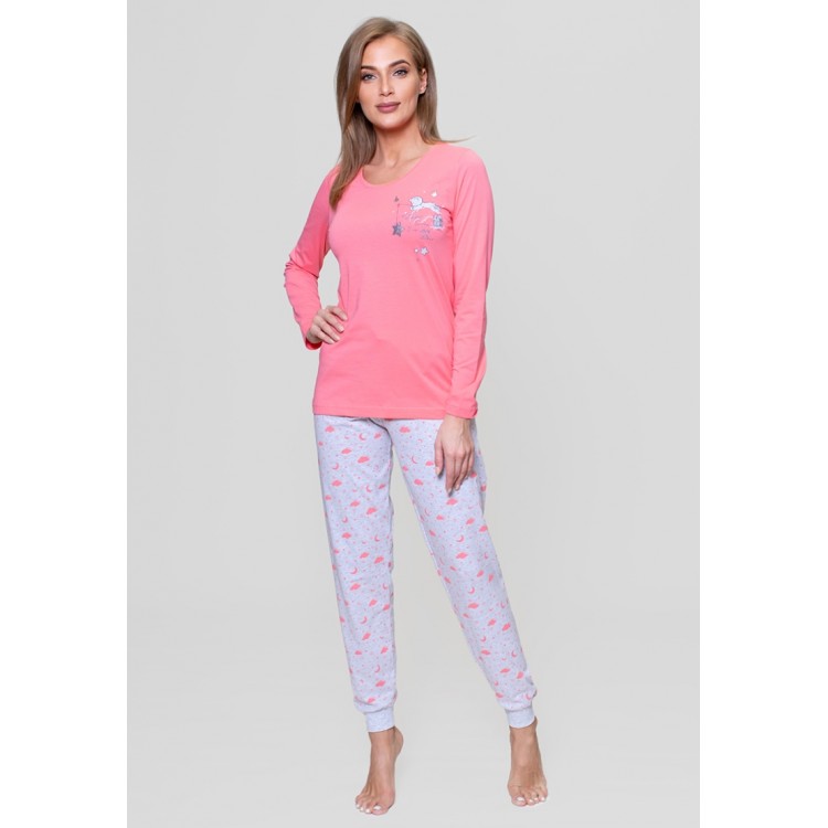 Женская пижама лонгслив и брюки 802204 pink