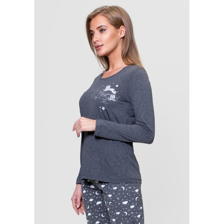 Женская пижама лонгслив и брюки 802204 grey