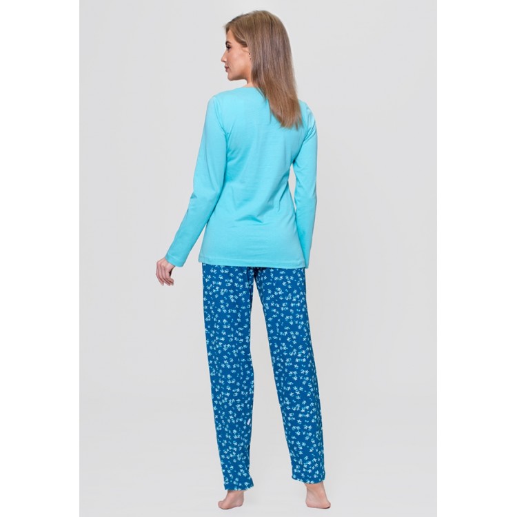 Женская пижама с брюками из хлопка 802225 turquoise