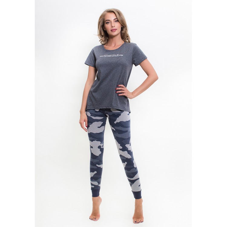 Домашний комплект футболка и лосины 802230 black