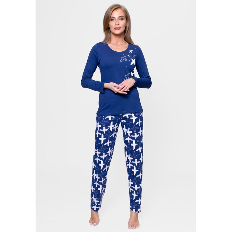 Женская пижама с брюками из хлопка 803029 blue