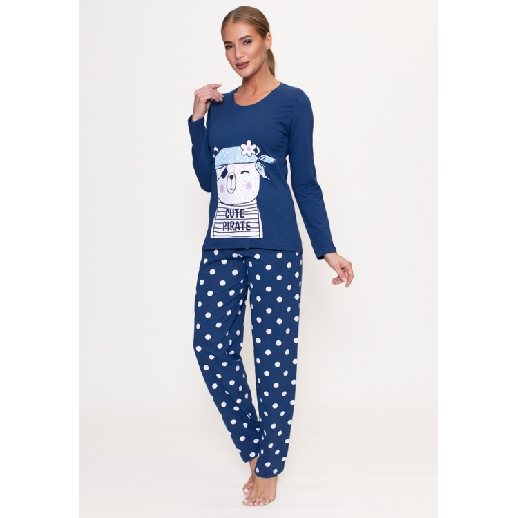 Женская пижама с брюками из хлопка 803316 blue