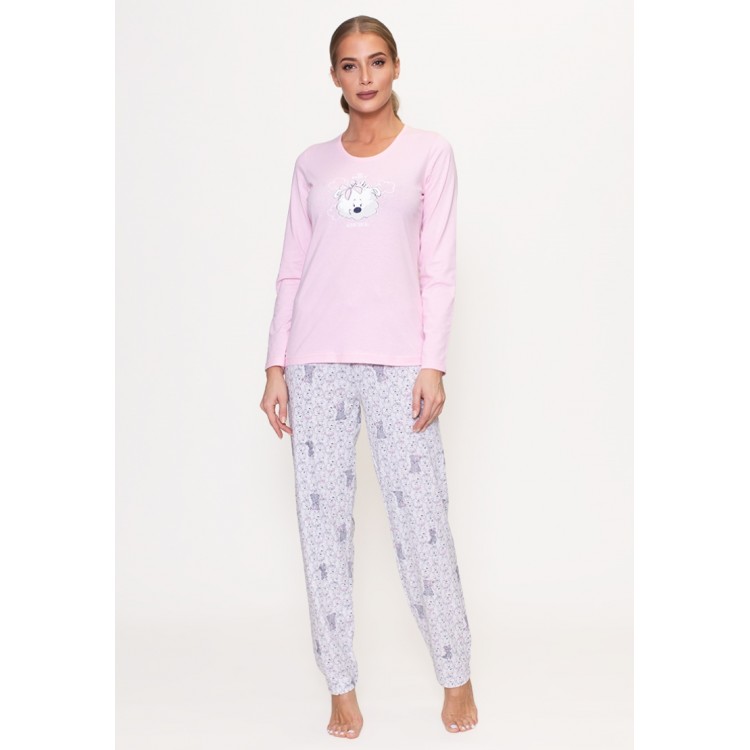 Женская пижама с брюками из хлопка 803318 pink