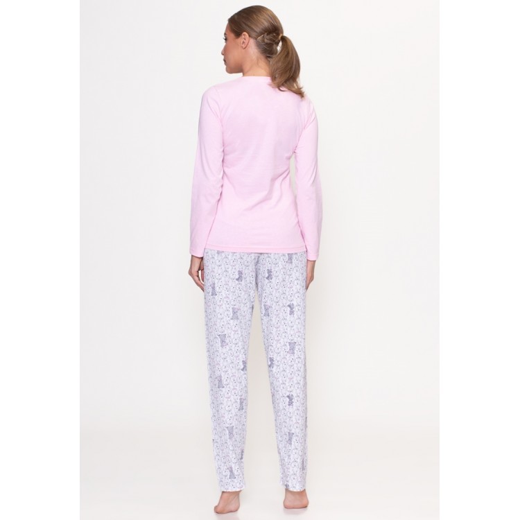 Женская пижама с брюками из хлопка 803318 pink