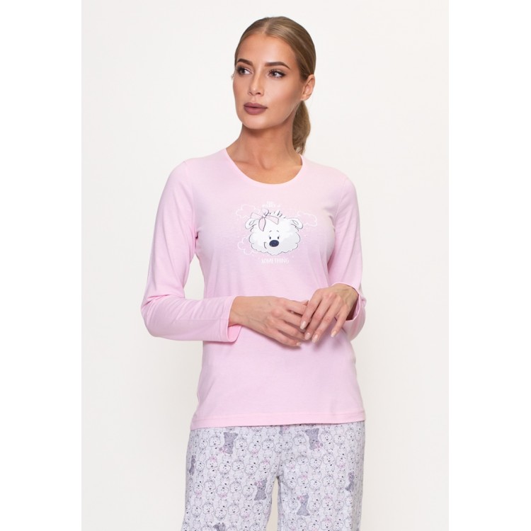 Женская пижама с брюками из хлопка 803318 pink