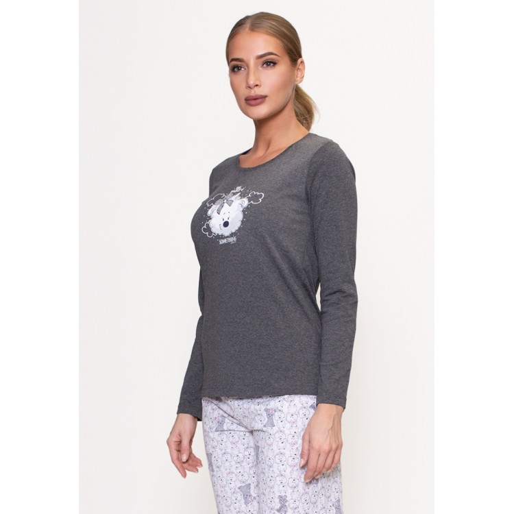 Женская пижама с брюками из хлопка 803318 grey Женская пижама с брюками из хлопка 803318 grey