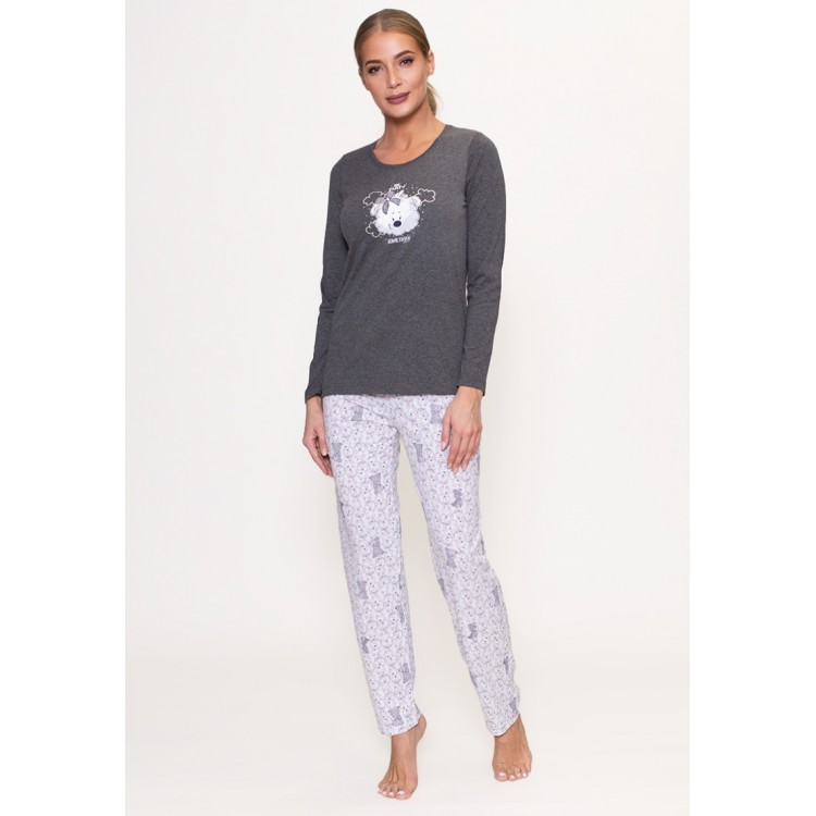 Женская пижама с брюками из хлопка 803318 grey