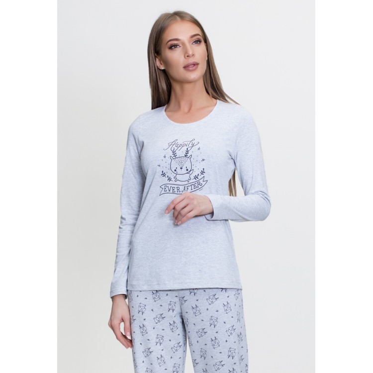 Женская пижама с брюками из хлопка 804002 grey