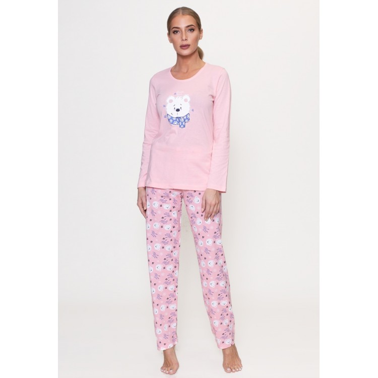 Женская пижама с брюками из хлопка 804006 pink