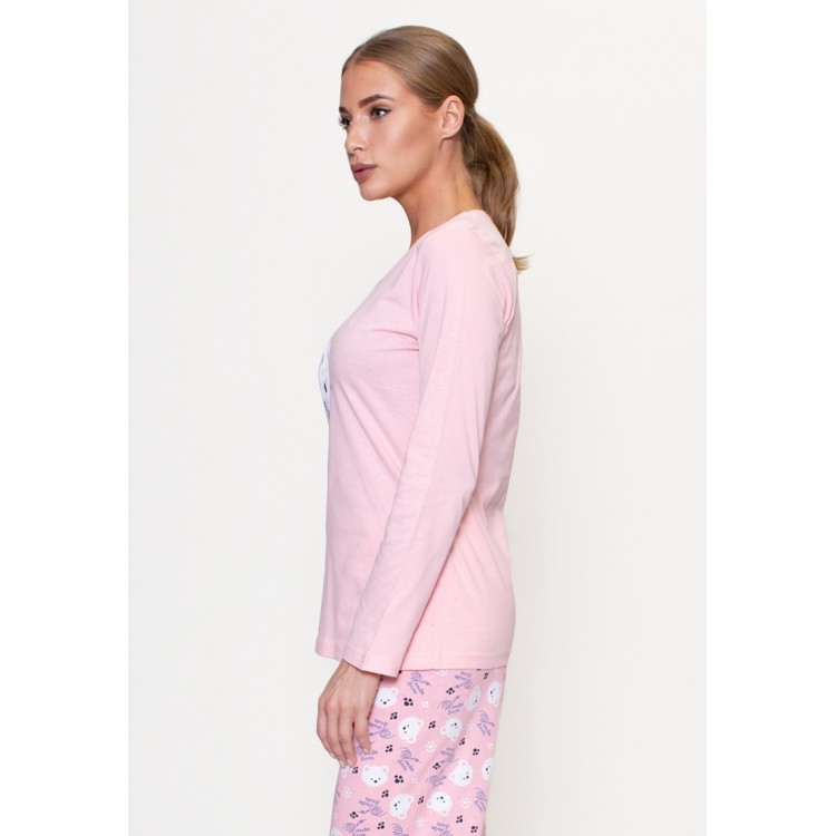 Женская пижама с брюками из хлопка 804006 pink