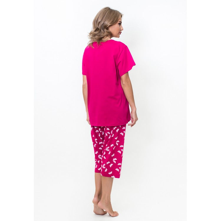 Пижама женская трикотажная с капри 804271 fuksia