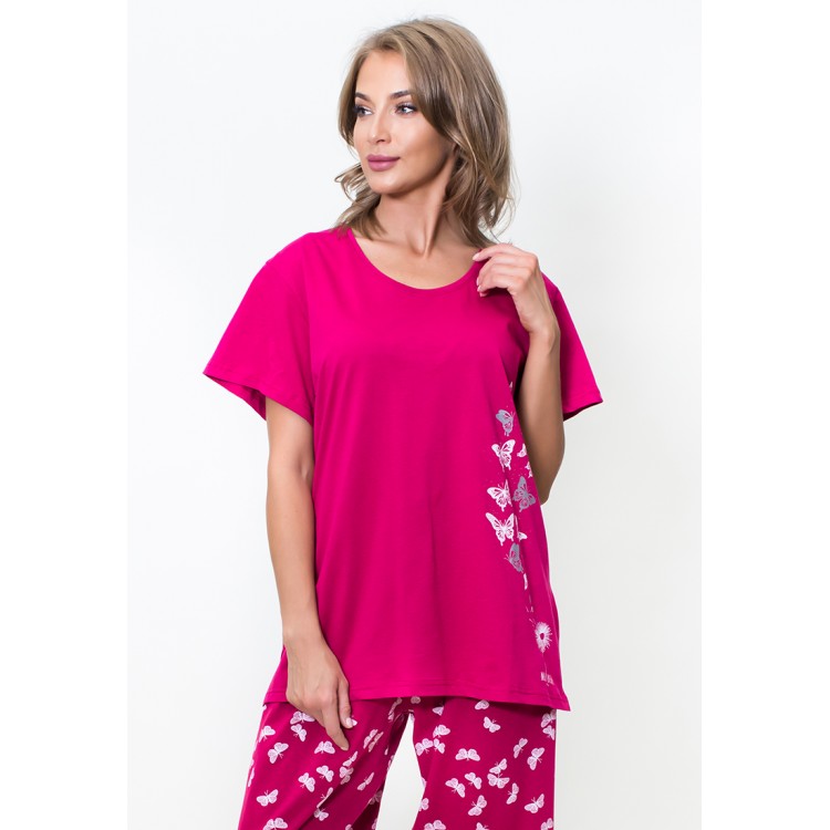 Пижама женская трикотажная с капри 804271 fuksia
