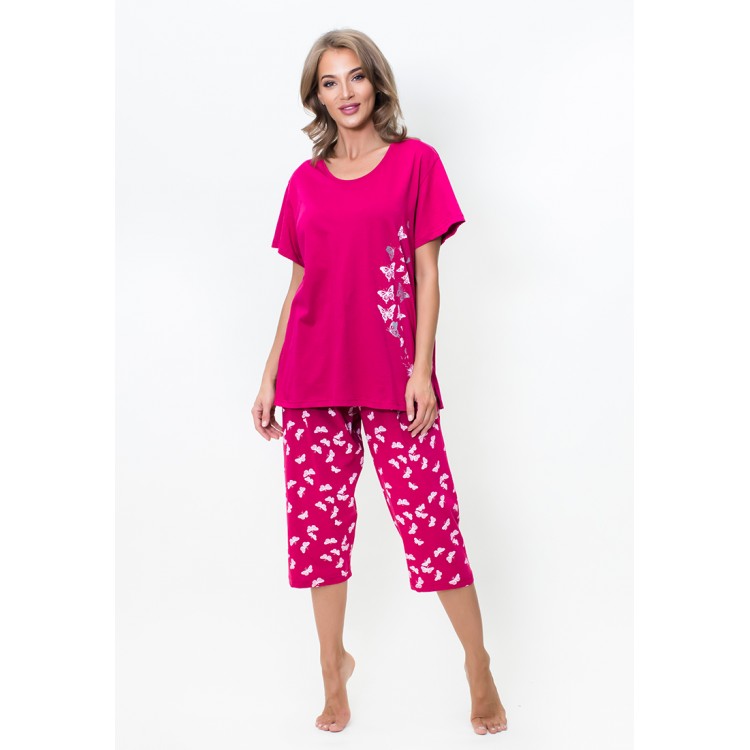 Пижама женская трикотажная с капри 804271 fuksia