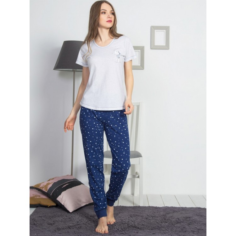 Пижама женская с брюками 810066 2807 grey/blue