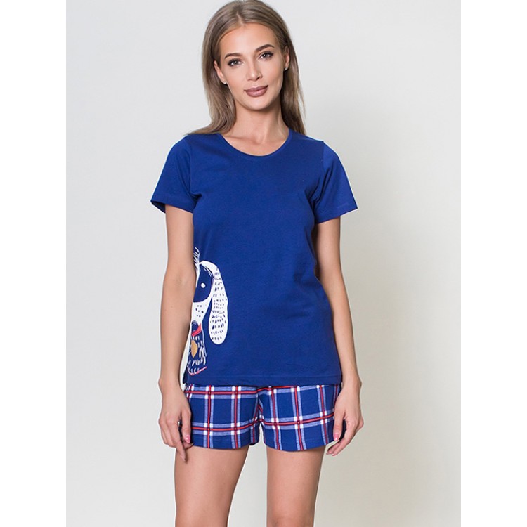 Трикотажная женская пижама с шортами 810076 2477 blue