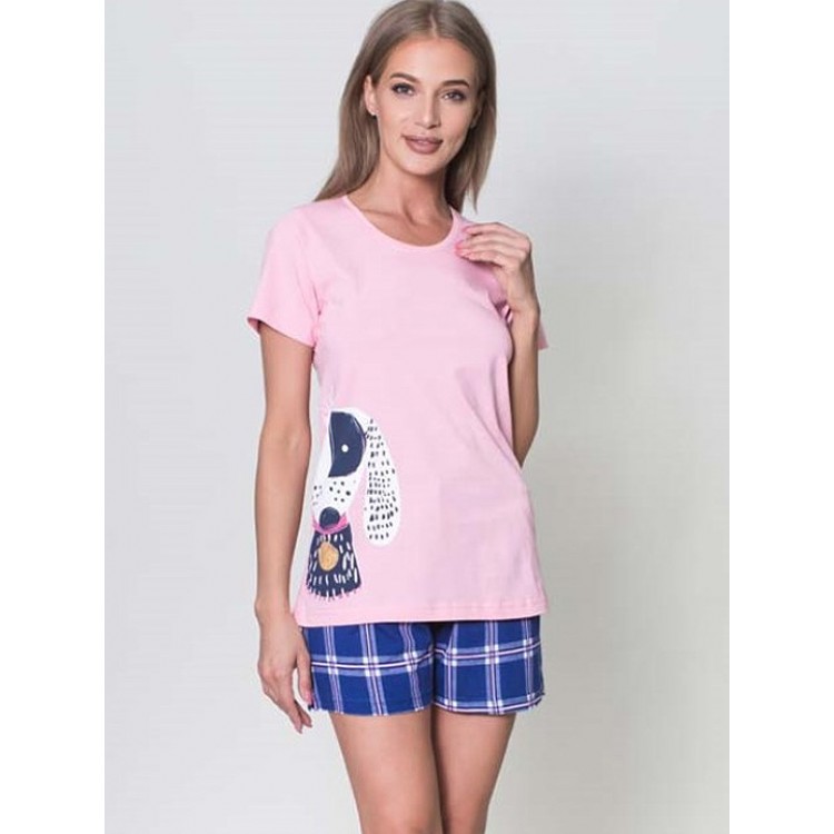 Трикотажная женская пижама с шортами 810076 2477 pink