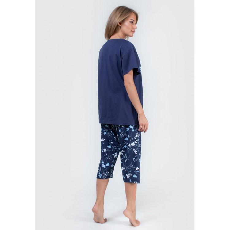 Пижама женская трикотажная с капри 810148 dark blue