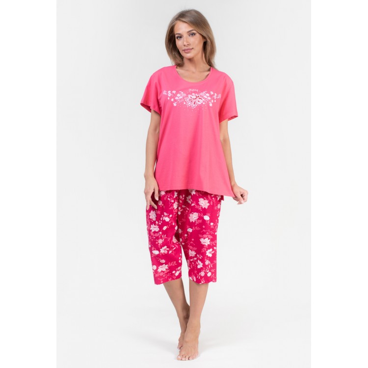 Пижама женская трикотажная с капри 810196 pink