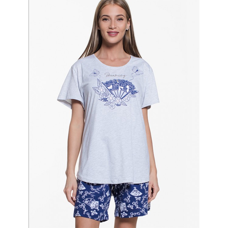 Пижама женская с шортами 909043 1556 grey/blue