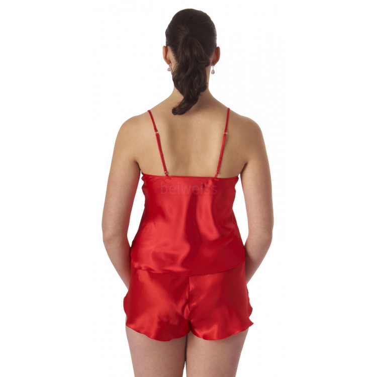 Женская атласная пижама с шортами 2204-red, Бельвейс Женская атласная пижама с шортами 2204-red, Бельвейс