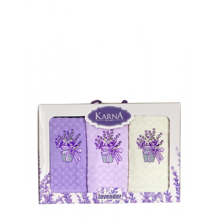 Салфетки махровые "KARNA" c вышивкой "LAVENDER" 45x65 см 1/3