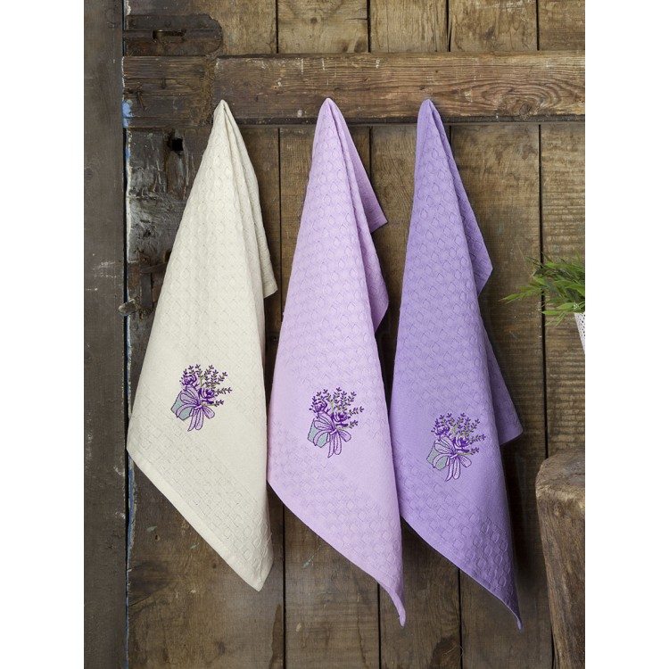 Салфетки махровые "KARNA" c вышивкой "LAVENDER" 45x65 см 1/3