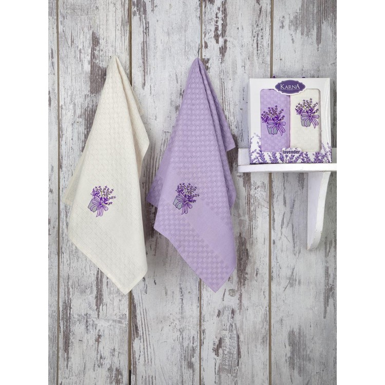 Салфетки махровые "KARNA" c вышивкой ''LAVENDER'' 45x65 см 1/2