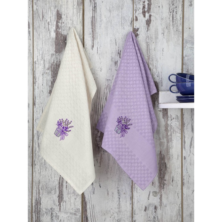 Салфетки махровые "KARNA" c вышивкой ''LAVENDER'' 45x65 см 1/2